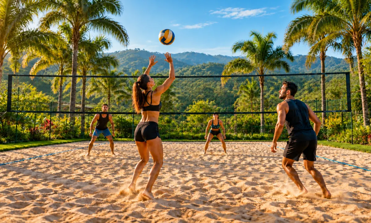Partida de vôlei na quadra de areia